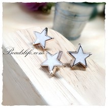 비즈라이프 에폭 보석단추, 1봉, 12mm흰별/10개