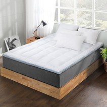 루마인홈 거위털 매트리스 토퍼 킹, 체크 화이트