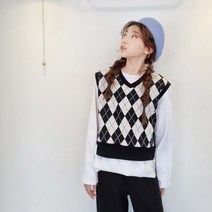 주니어 스모크 아가일 조끼 여아 초등학생 중학생 쇼핑몰 봄옷 여자 고학년