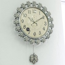 꾸미아트 브레노 인테리어 무소음 추 벽시계, 은색