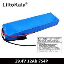 헬퍼솔 LiitoKala 7S4P 29.4v 12Ah 전기 자전거 모터 ebike 스쿠터 24v 리튬 이온 배터리 팩 18650 충전지 15A