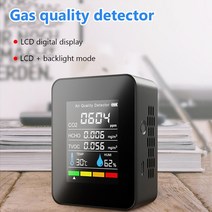 미세먼지측정기 실내공기질 산소농도 이산화탄소 경보기 5in1 CO2 미터 디지털 온도 습도 테스터 이산화탄, 01 Black