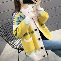 위위브렌 여성 봄가을 스판 니트 니트 카디건