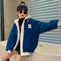 도오빠 블루퍼블 아동 리버시블 점퍼 뽀글이 털 후드 집업 자켓 따뜻한 겨울 오버핏 아우터 여아 주니어 어린이