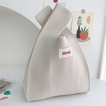 캔버스 쇼퍼백일본 스타일 니트 핸드백 단색 토트백 다목적 휴대용 캐주얼 쇼핑백 재사용 가능한 버킷백