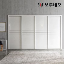 보루네오 330cm 라인 슬라이딩 붙박이장 11자, 화이트330cm