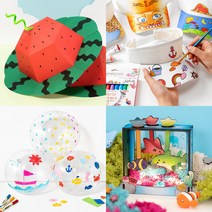 여름 물고기 장난감 만들기 어린이집 유치원 초등 만들기 키트 유아 어린이 물놀이 비치볼 비치백 포일아트 마라카스 악기 셀로판지놀이 바다스티커 종이 모자 썬캡, 08_썬캡, 용