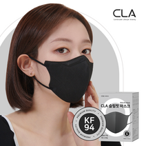 CLA 슬림핏 KF94 보건용 새부리형 중형 컬러 마스크, 블랙, 25매