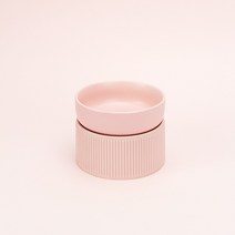 고양이 세라믹 음식 물그릇 스탠드 포함 소형견 상승 음주 먹이 그릇 애완 동물 전복 방지 피더, 핑크