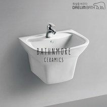 CL-352/CL352/세면기/세면대/일체형세면기/평면붙임형/대림바스/대림세면기/원홀/쓰리홀/부속일체/부속포함, 자동, P자트랩 (벽배수), 대림정품폽업/트랩