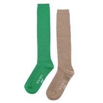 골프홀린 온그린 롱삭스 여성 골프양말 흘러내리지 않는 니삭스 (라이트 브라운/그린), 그린