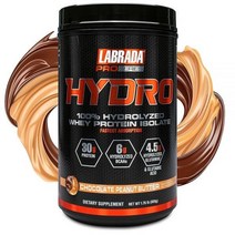 Labrada Hydro 100% 가수된 유청 단백질 분리 파우더 락토스 프리 BCAA 6g 글루타민 4.5g 가능 혼합 맛초콜릿 땅콩 버터 180809