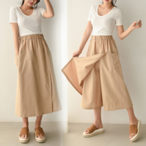 NewCare 여성 와이드바지 여름 린넨바지 7부 랩바지 밴딩팬츠 데일리룩