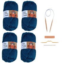 미소털실 목도리패키지 AOA 100g 4개입+줄바늘15cm+꽈배기바늘+돗바늘+라벨 뜨개질 DIY 패키지, AOA 219푸르지안블루 4개입+줄바늘15mm+DIY(돗바늘 꽈배기바늘 라벨)