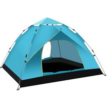 3-4 인용 캠핑 텐트 야생 스피드 오픈 야외 방수 태양 보호 봄 나들이 하이킹, 04 Sky Blue 2 Windows