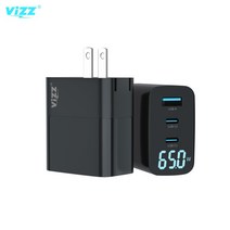 휴대폰 충전기 65W 질화 갈륨 디지털 디스플레이 화면 초고속 충전기 가정용 충전기 애플 삼성 애플 삼성 호환에 적합, 영규, 블랙