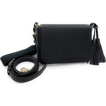 Tory Burch 144688 Thea 플랩 블랙 골드 하드웨어 가죽 여성용 크로스바디 백 블랙.