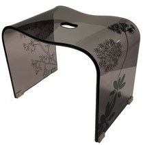 센코 살리나 2 목욕 의자 목욕 의자 높이 약 30cm 브라운 투명 클리어지에 플랜트 무늬 모던 60434