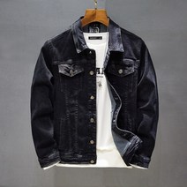 [해외] 오토바이 바이크 바이커 2021 봄 가을 남성 클래식 블랙 슬림 캐주얼 데님 자켓 워싱 블랙 진 자켓 힙합 스트리트 의류 4XL 남성용