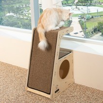 그린웨일 Z8 브라운 스크래쳐 고양이 원목 수직 장난감