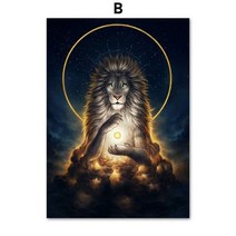 서양화 작품 선물 유명화가 추상 동물 사자 올빼미 늑대 은하 벽 아트 캔버스 회화 및, 50x70 cm 액자 없음, b