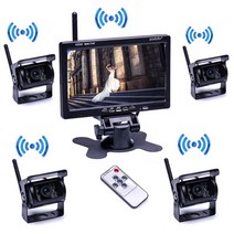 차량 후석 뒷자석 모니터 차량용티비 Podofo-차량 무선 역방향 카메라 7 HD TFT LCD 차량 백업 후면보기 카메라 모니터 트럭 버스 RV 트레일러 굴삭기, 05 With four Camera