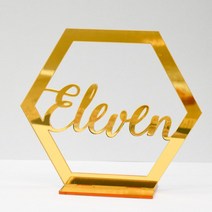 타일절단기 타일커팅기 투명 아크릴 육각형 빈 장소 카드 레이저 컷 시트 일반 타일 웨딩 장식 테이블 번호, 11 gold 11
