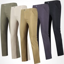 카키브라운 허리 밴딩 남자 스판 면바지 남성 바지 감탄 치노 팬츠
