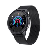 RUIJIE E80 심전도 스마트워치 ECG PPG 심박수 혈압 산소포화도 모니터링 체온측정 기능 IP68 방수 한국어지원, 블랙 스틸