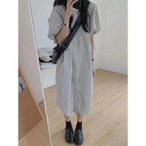 베트남여행옷 셔츠원피스 일본여행룩 빅사이즈 벌룬소매 남방원피스