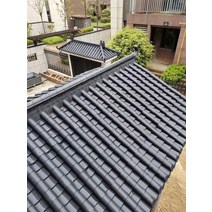 플라스틱 기와 지붕 데코 한옥 인테리어 장식 타일, 다크 그레이 110x90 일체형 타일 블랙
