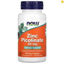 나우푸드 징크 아연 피콜리네이트 50mg 120정 베지캡슐, 1개