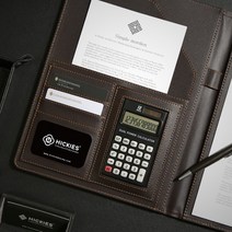 고급 가죽 결제서류판 계산기능 포함 1P 클립보드 경영 예산 세일즈 영업 서류 명함 클립 홀더 영업용 공무원, 블랙