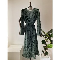 가을 레오파드 호피 도트 루즈핏 랩 롱 원피스 2컬러