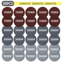 헤드라이트 복원 자동차 유리복원 디테일링 연마 키트 자동 왁싱 스폰지 사포 디스크 울 패드 드릴 어댑터 코팅용, 30PCS 1500-3000-5000, CHINA