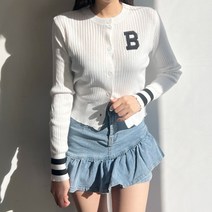 드로잉 레터링 패치 니트가디건