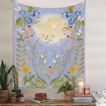 러그 카페트 밀크하우스 이케아러그 인 사이키델릭 꽃 태피스 트리 홈 침대 옆 장식 천으로 침실 배경 정원