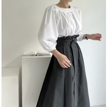 앵콜스제이 / 아방 핀턱 라운드넥 히든 루즈핏 블라우스
