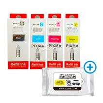 캐논 잉크 GI990 CMYK 4색 세트+항균 물티슈 G1900 G2900 G3900 G4900, 1개, 재생_GI990_4색세트+항균물티슈
