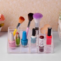 화사 화장대 깔끔 아크릴 화장품 정리함(10칸) 메이크업용품 수박박스 브러쉬케이스 반지보관함, 1개