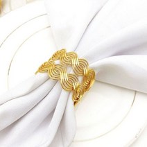냅킨홀더 케이스 골든 링 버클 냅킨 6 개 호텔 모델 룸 서양 레스토랑 금속 원형 천, U-Gold