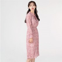 다잇템 여자 꽃무늬 중간 잔주름 프릴 페미닌 드레스 (7593385)