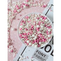 핑크 진주 스프링클 대용량 500g 발렌타인데이 케이크 장식 설탕 아라잔 펄 믹스, 1개