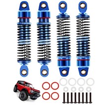 RCMYou RC 충격 흡수 댐퍼 업그레이드 부품 1/18 TRX4M 4피스 합금 전면 후면 빅 보어 풀 메탈 조절 가능한 RC 충격 흡수 장치 네이비 블루