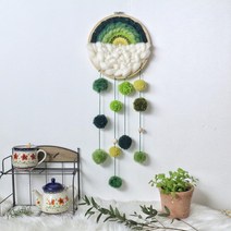 스테인글라스공방 망원동 소품샵 자연물모빌 100810 한여름 오리지널 diy 손으로 짠 태피스트리 소재 패키지 패브릭 만든 드림 캐처 북유럽 장식, 01포레스트 그린 재료 팩, 0230cm