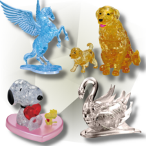 3D 크리스탈 입체 퍼즐 모음 두뇌개발 부엉이 스누피 리락쿠마 에펠탑, 틴로봇 파랑