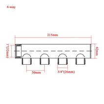 보일러분배기 밸브 난방 교체 온수 (2-10 포트) 하나의 오픈 한쪽 끝 1*3/4 스테인레스 스틸 물 분배 매니, 02 4-way