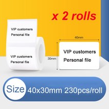 레이저 각인기 마킹기 Niimbot-B21 B3s 라벨 열전사 프린터 용지 2 롤 포켓 프린터 종이 라벨 프린터 종, 11 40x30mm 2 Rolls