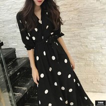 가바바 여성 빅사이즈 원피스 왕도트 랩스타일 롱원피스 G62524