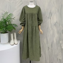 행복여[신상무배]롤링 골지 코듀로이 셔링 캉캉 원피스